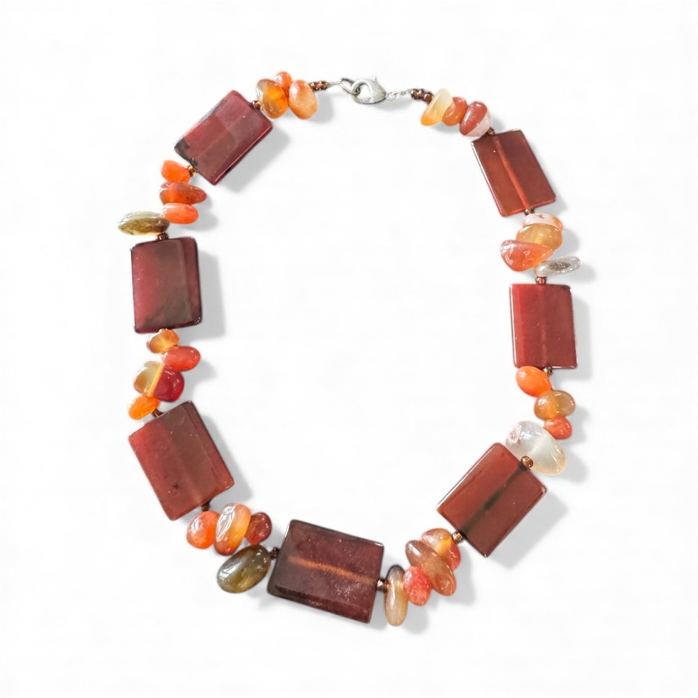 Funky Brown and Orange Beaded Necklace